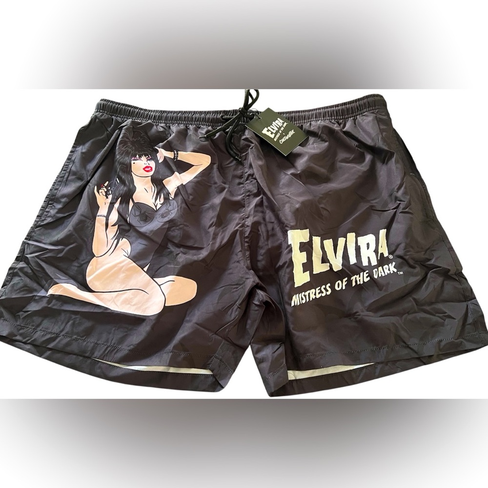 Elvira Mistress Of The Dark Mens Swim Shorts Trunks Black Bats Beach 3XL NWT